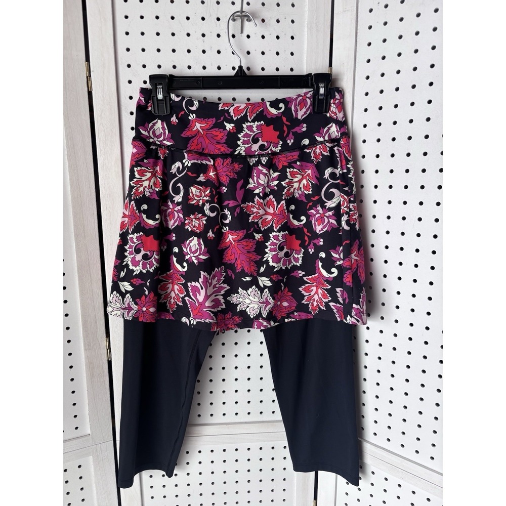 Anivivo Skirted Leggings Activewear Floral Print Skirt Capri Length Exercise Med